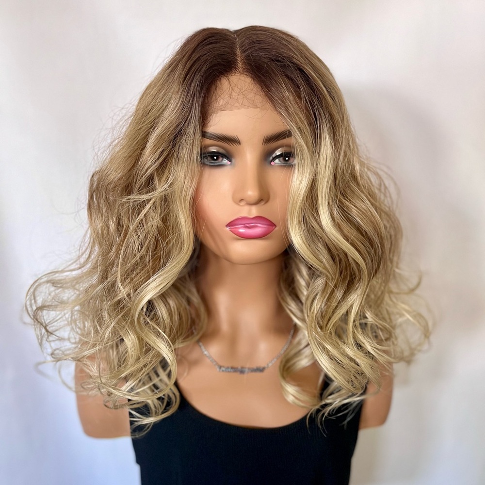 Gorgeous Ombre Blonde Mix Premium Fiber Lace Front Wig for Daily Wear/Events 🙌